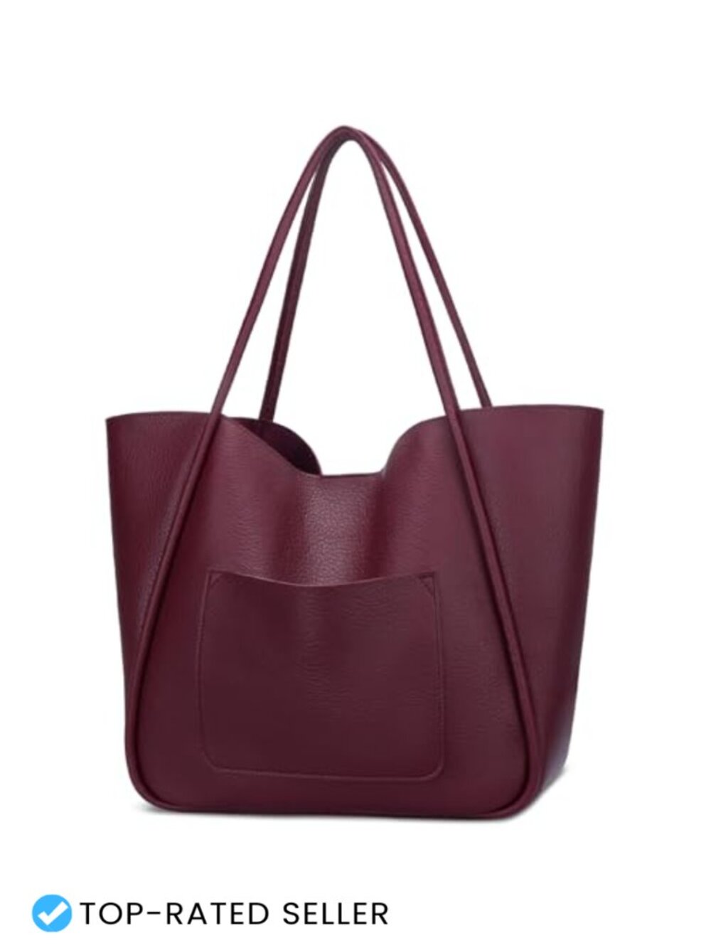 Vegan Leather Tote Bag Large Capacity Women's Shoulder Purse Travel Handbag